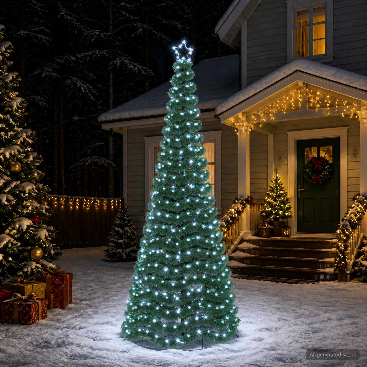 Led-tinselkerstboom met voet EKENAS 250 cm 370 LED's Koel wit is nu te koop bij PeponiXL, paradijselijk wonen!