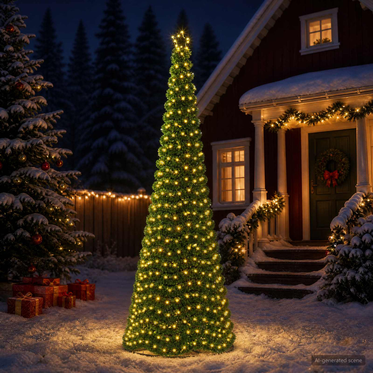vidaXL Led-tinselkerstboom met voet EKENAS 300 cm 475 LED's Warmwit