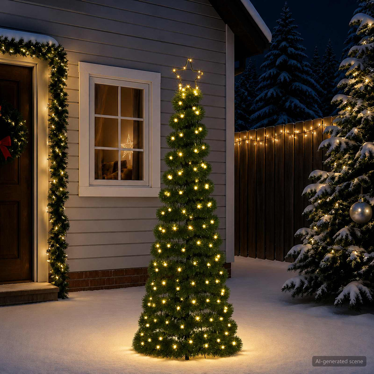 Led-kerstboom met tinsel en grondpen EKENAS 180 cm 220 LED's is nu te koop bij PeponiXL, paradijselijk wonen!