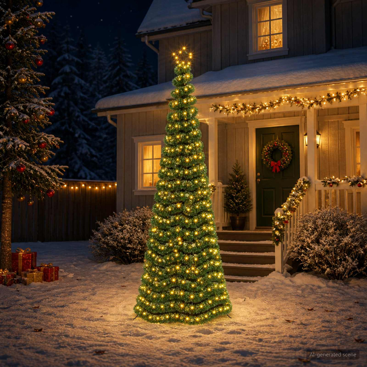 vidaXL Led-kerstboom met tinsel en grondpen EKENAS 250 cm 370 LED's
