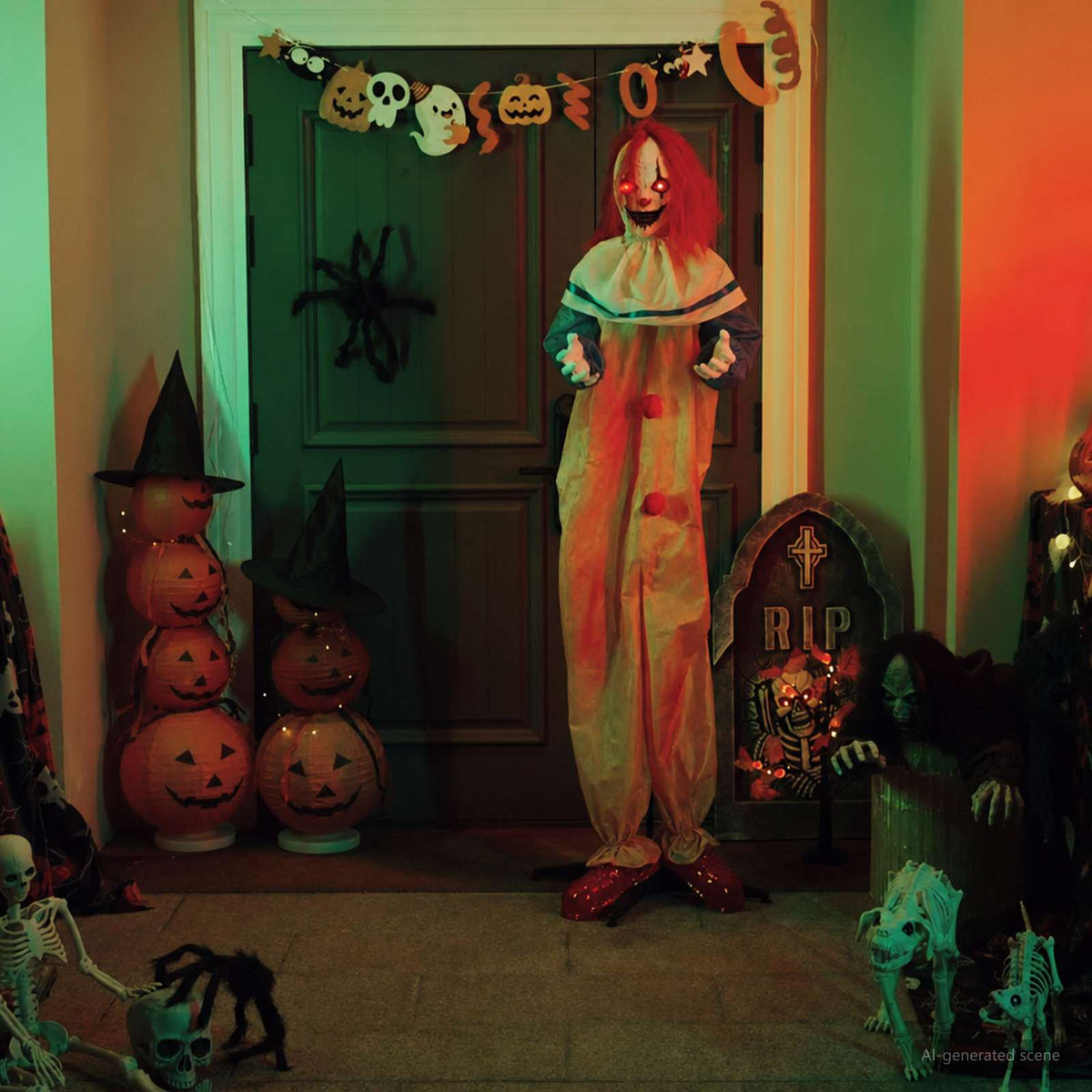 Enge clown halloween SPOOKA Geel en Blauw 126,5 x 180 cm is nu te koop bij PeponiXL, paradijselijk wonen!