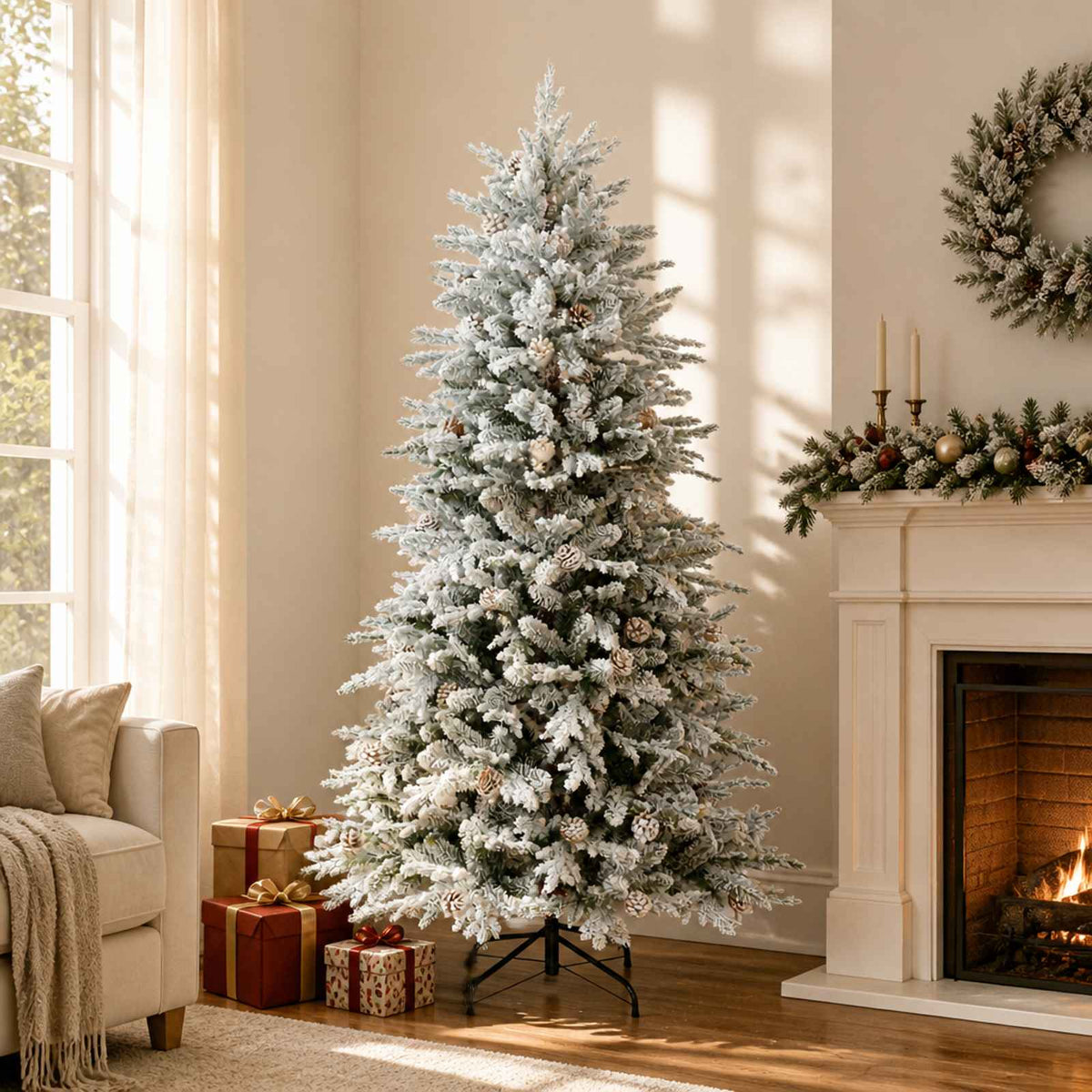 Kunstmatige Inklapbare Kerstboom 150 cm PE & PVC Groen en Wit is nu te koop bij PeponiXL, paradijselijk wonen!