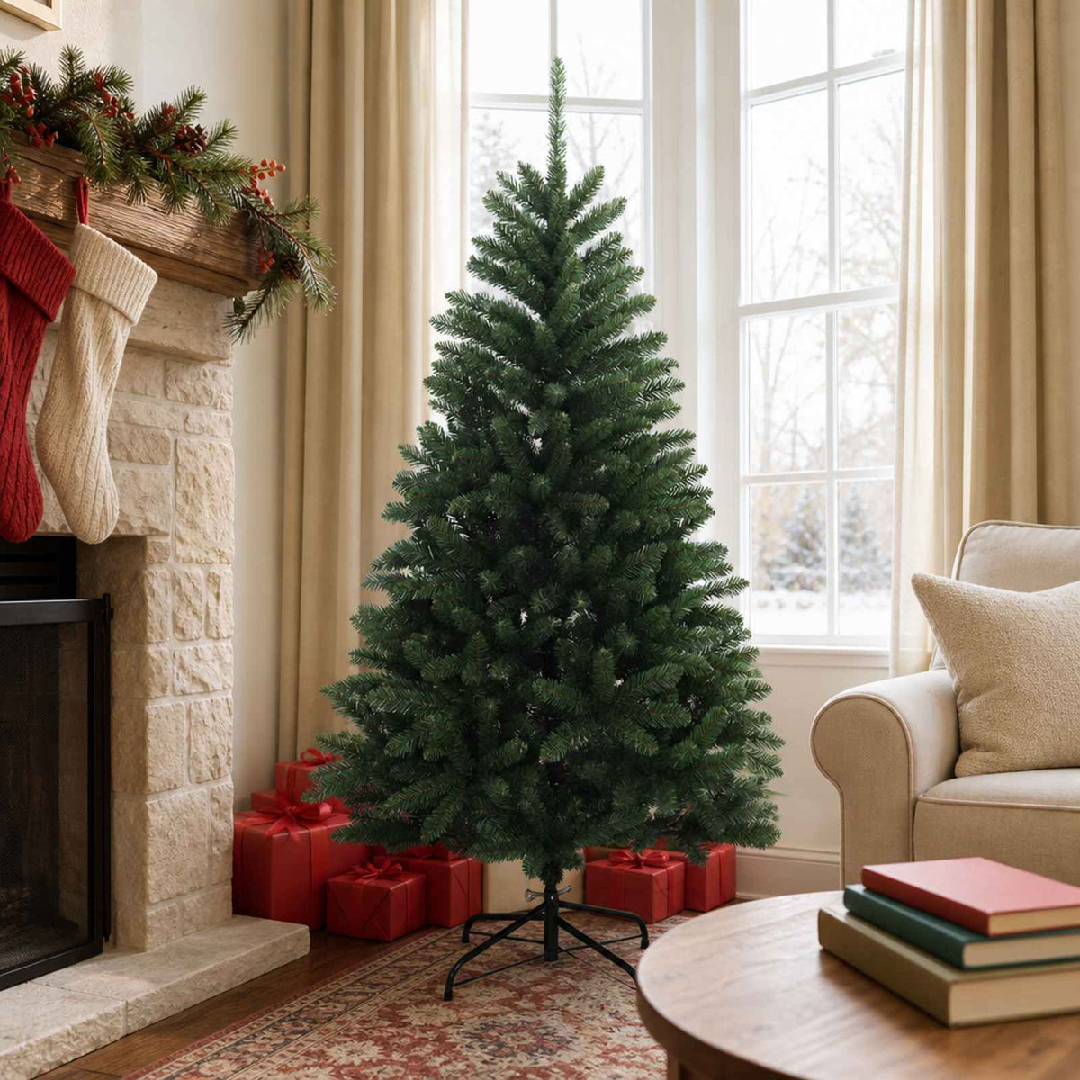 vidaXL Kunstmatige Inklapbare Kerstboom 120 cm PVC Medium Groen