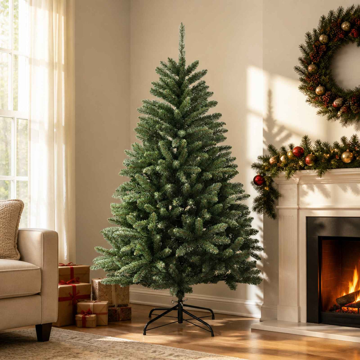 Kunstmatige Inklapbare Kerstboom 180 cm PVC Medium Groen is nu te koop bij PeponiXL, paradijselijk wonen!