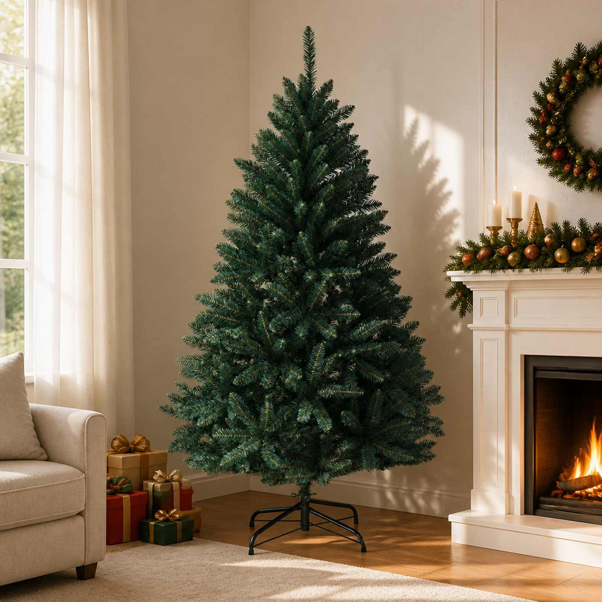 Kunstmatige Inklapbare Kerstboom 180 cm PVC Donkergroen is nu te koop bij PeponiXL, paradijselijk wonen!