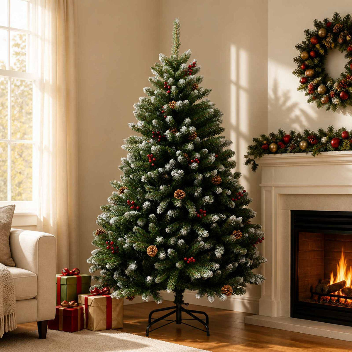 Kunstkerstboom met scharniersysteem 180 cm PVC Groen en Wit is nu te koop bij PeponiXL, paradijselijk wonen!