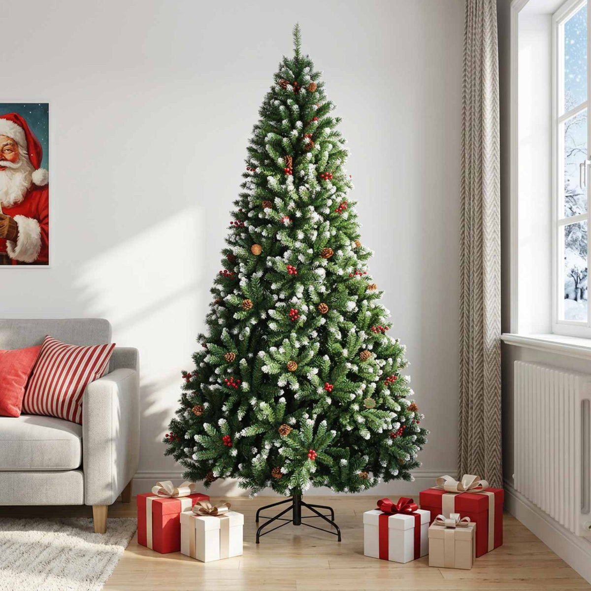 Kunstmatige Inklapbare Kerstboom 240 cm PVC Groen en Wit is nu te koop bij PeponiXL, paradijselijk wonen!