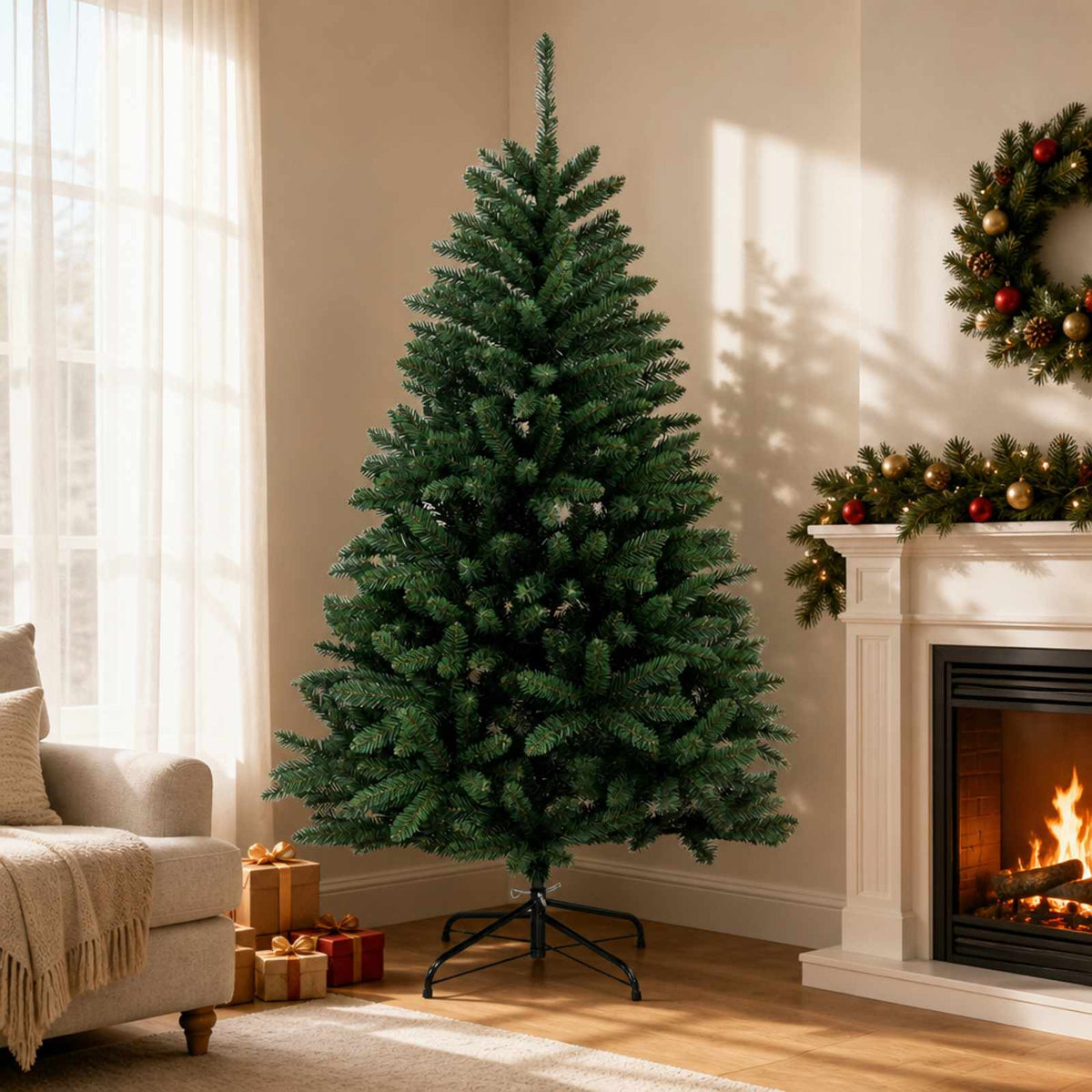 Kunstmatige Inklapbare Kerstboom 180 cm PVC Medium Groen is nu te koop bij PeponiXL, paradijselijk wonen!