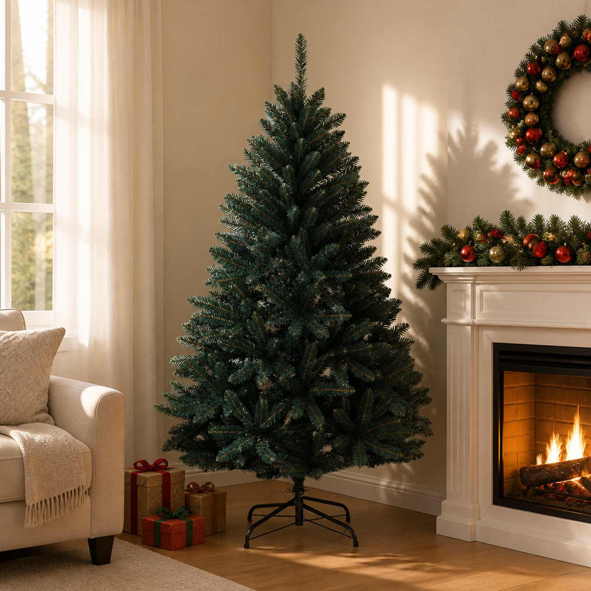 Kunstmatige Inklapbare Kerstboom 120 cm PVC Donkergroen is nu te koop bij PeponiXL, paradijselijk wonen!