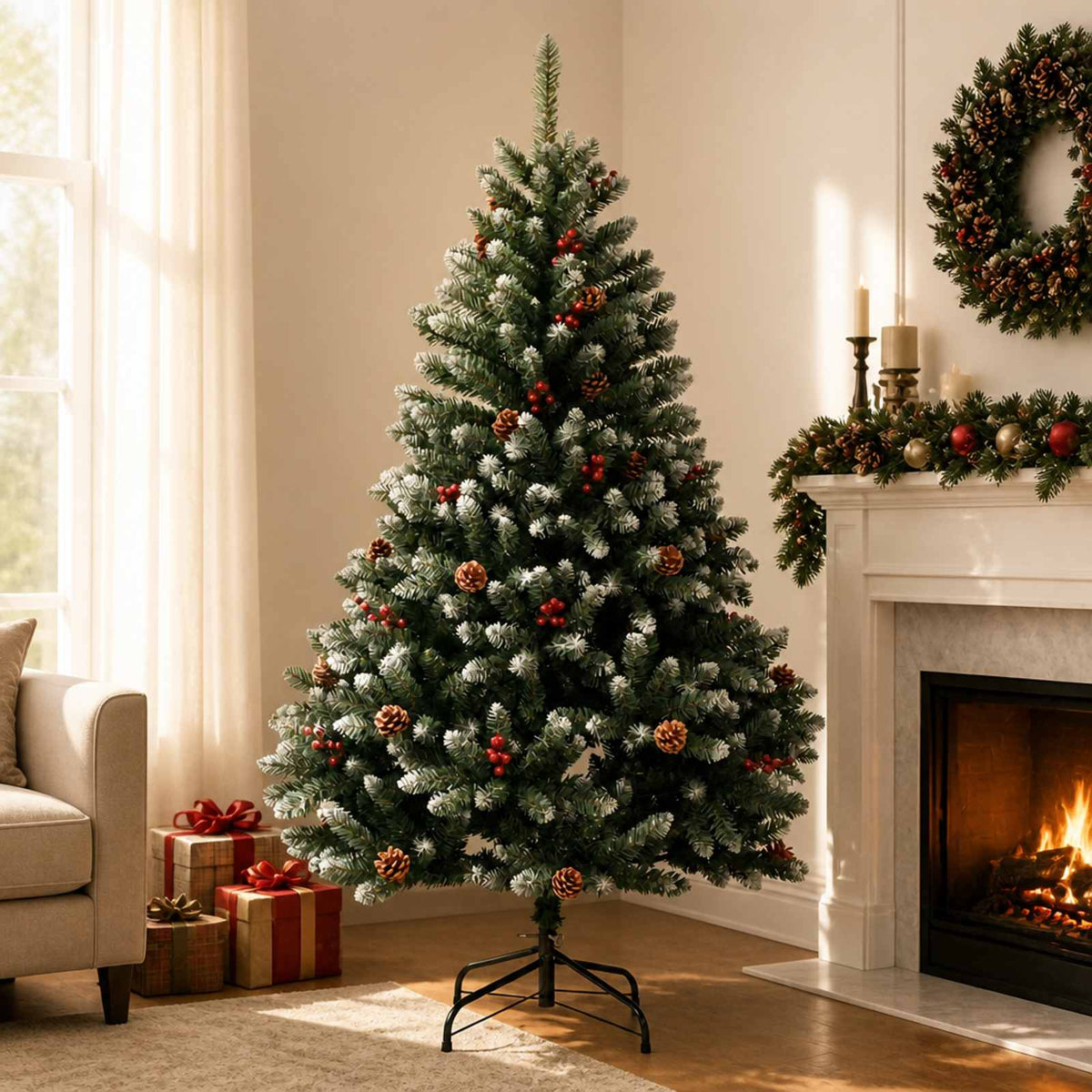 Kunstmatige Inklapbare Kerstboom 180 cm PVC Groen en Wit is nu te koop bij PeponiXL, paradijselijk wonen!