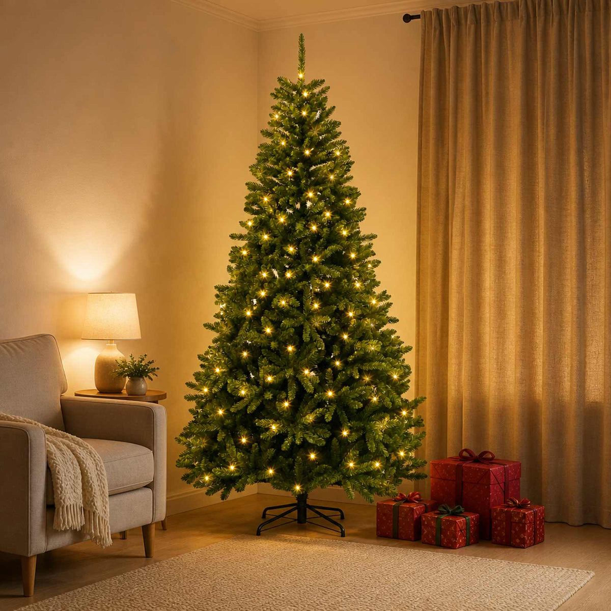 vidaXL Kunstmatige Inklapbare Kerstboom 240 cm 600 LED's Warmwit staal