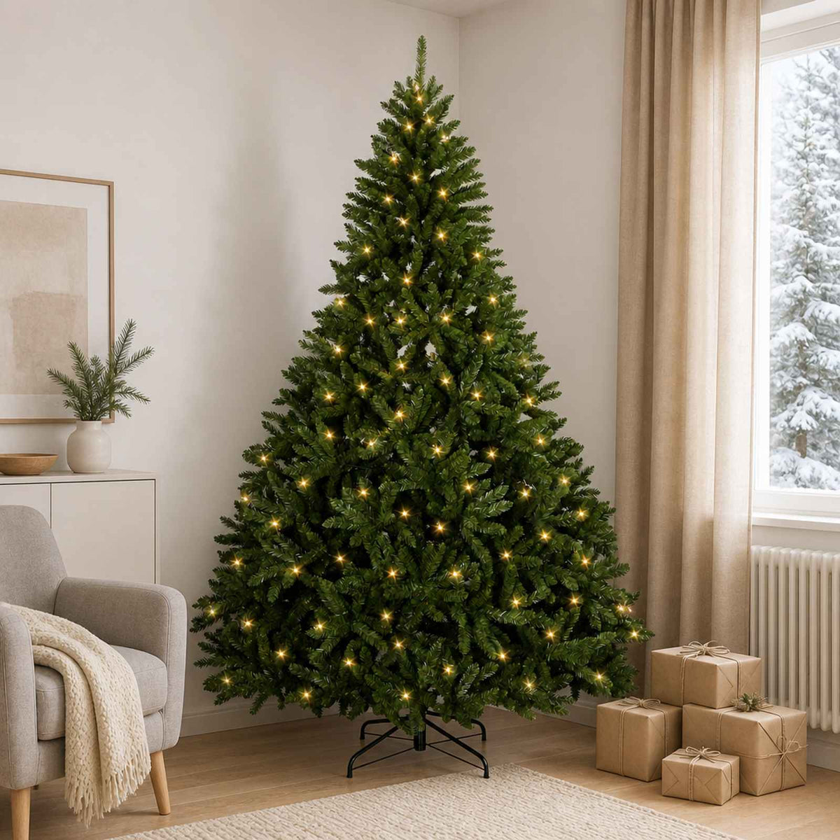 Kunstmatige Inklapbare Kerstboom 240 cm 600 LED's Warmwit staal is nu te koop bij PeponiXL, paradijselijk wonen!