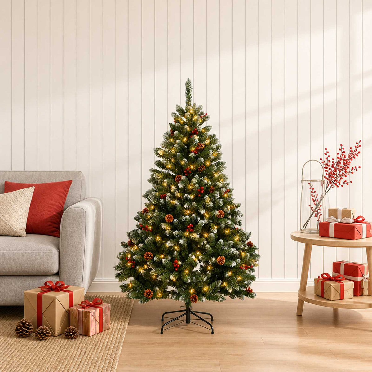 vidaXL Kunstmatige Inklapbare Kerstboom 120 cm 150 LED's Warmwit staal