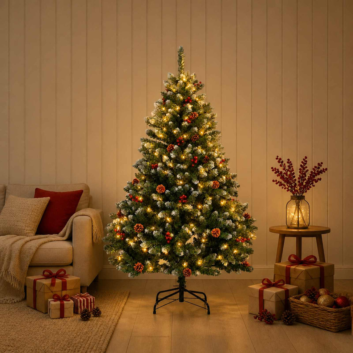 vidaXL Kunstkerstboom met scharnierconstructie 180 cm 300 LED's