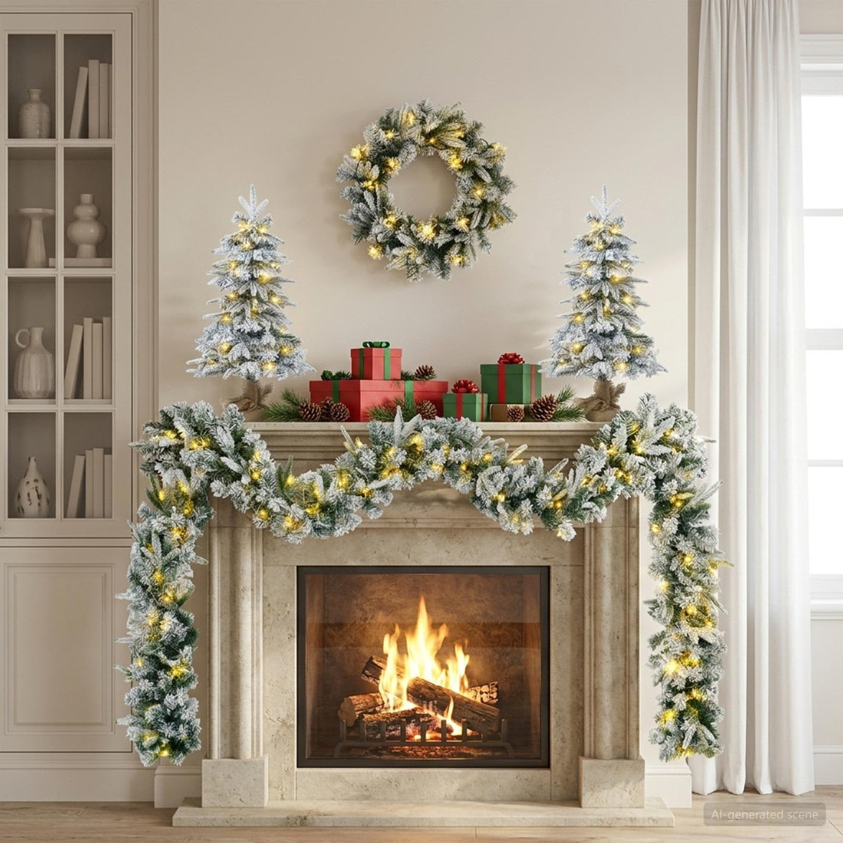 Mini Kerstboom 45 cm 125 LED's Warmwit PVC en PE Groen en Wit is nu te koop bij PeponiXL, paradijselijk wonen!