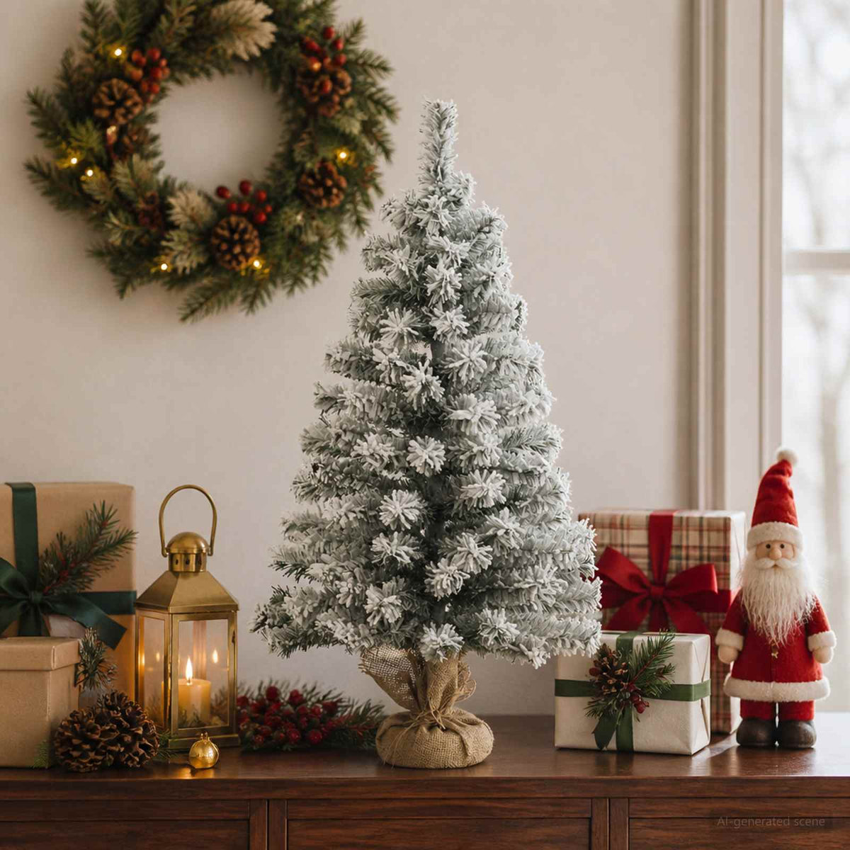 vidaXL Mini kerstboom besneeuwd 60 cm PVC Groen en Wit