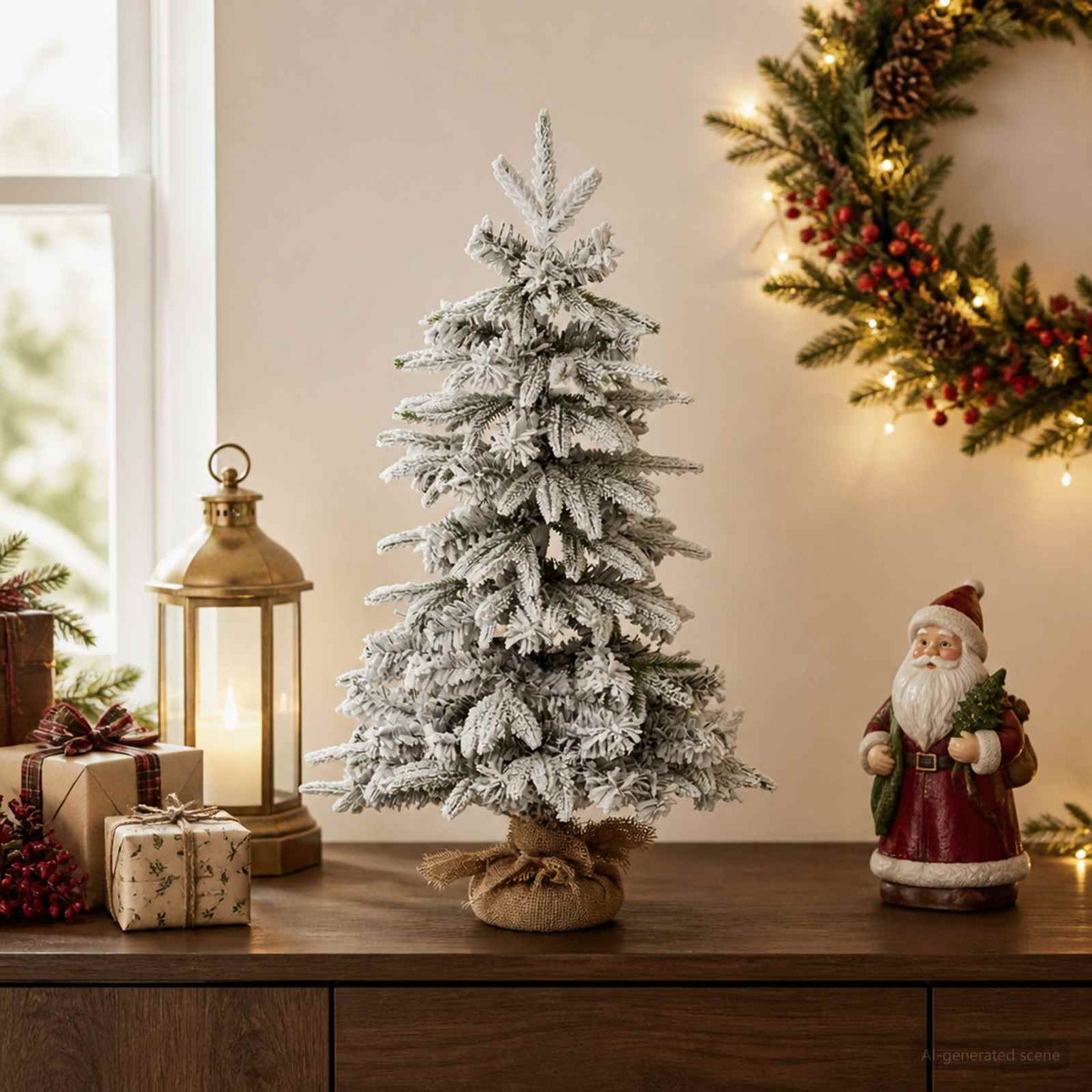 Mini Kerstboom 45 cm PVC en PE Groen en Wit is nu te koop bij PeponiXL, paradijselijk wonen!