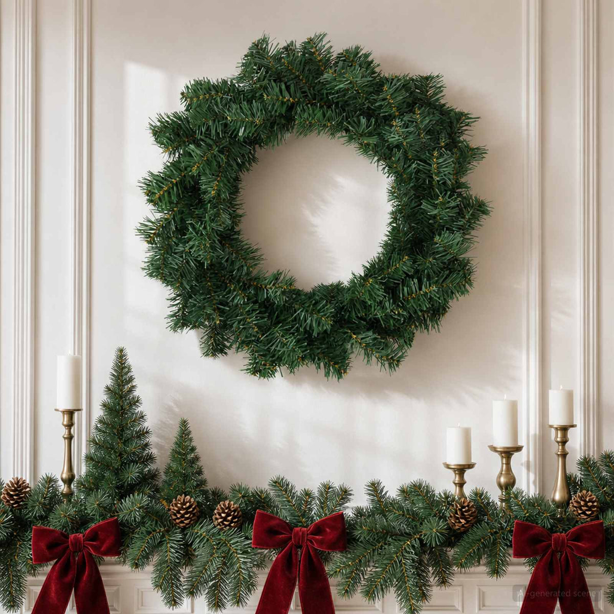 Kerstkrans Groen Ø 50 cm PVC is nu te koop bij PeponiXL, paradijselijk wonen!