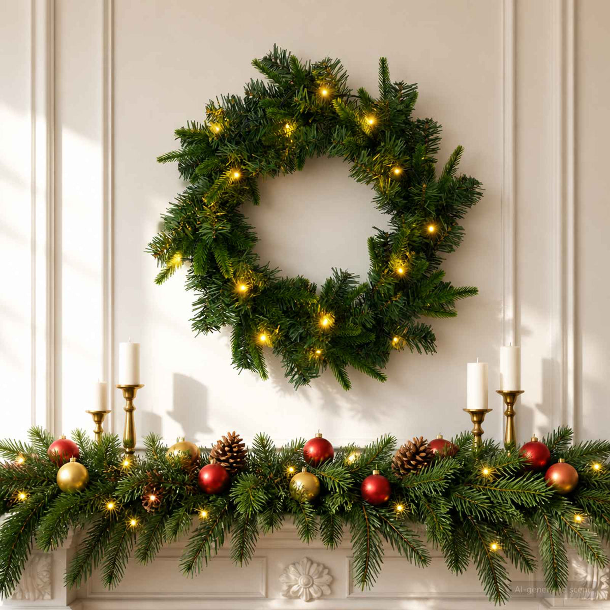 Kerstkrans Groen Ø 30 cm PVC en PE 25 LED's is nu te koop bij PeponiXL, paradijselijk wonen!