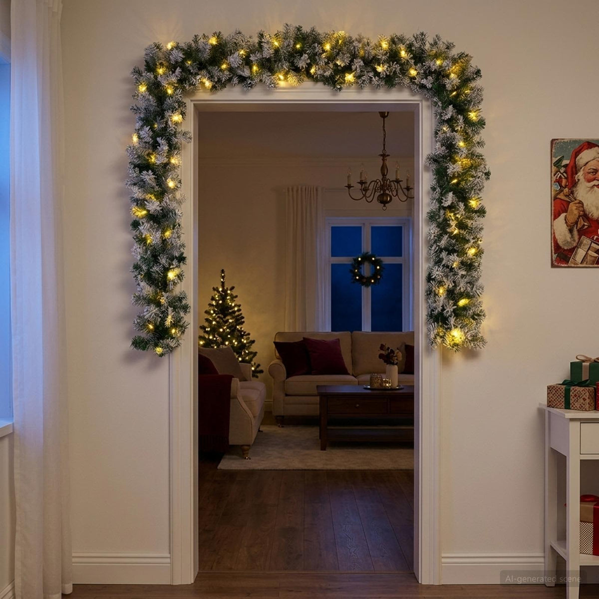 Kerstkrans Groen en Wit 270 cm PVC 50 LED's is nu te koop bij PeponiXL, paradijselijk wonen!