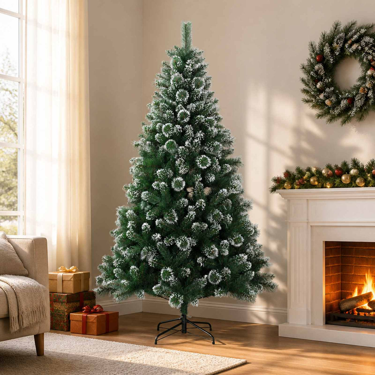 vidaXL Kunstkerstboom 210 cm PVC en Metaal Groen
