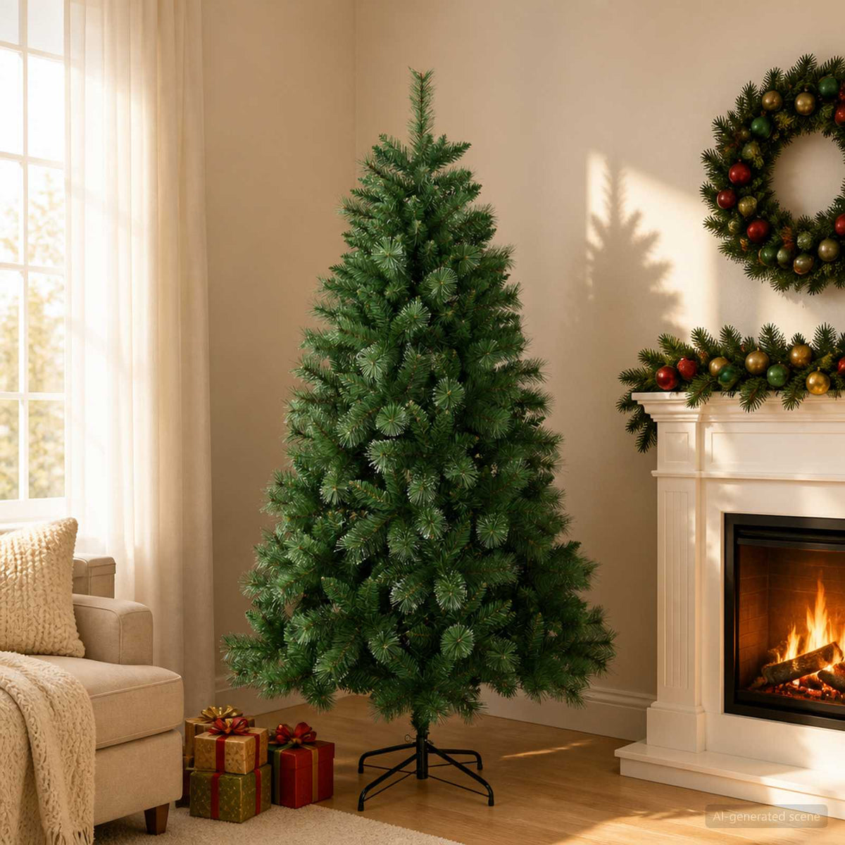 Kunstkerstboom 150 cm PVC en Metaal Groen is nu te koop bij PeponiXL, paradijselijk wonen!