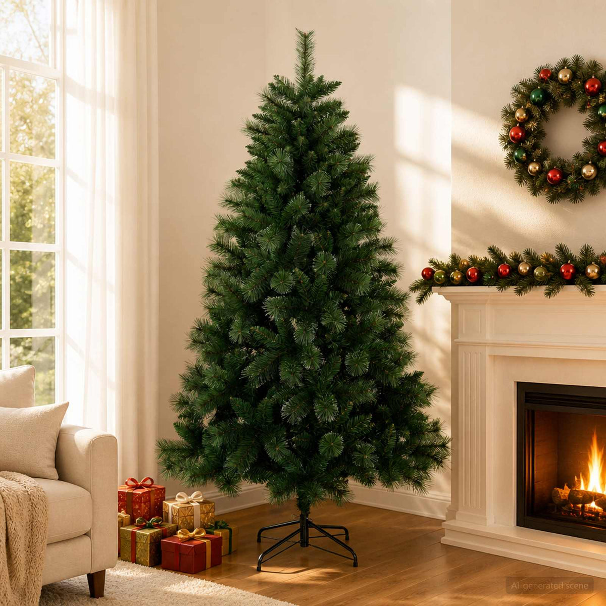 Kunstkerstboom 180 cm PVC en Metaal Groen is nu te koop bij PeponiXL, paradijselijk wonen!