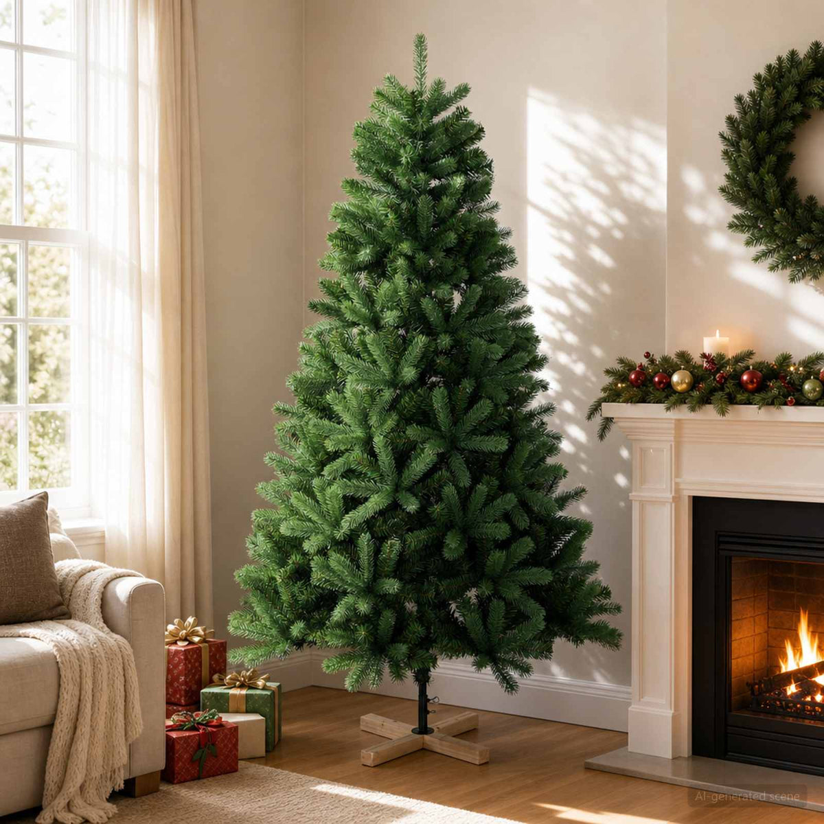 Kunstkerstboom 180 cm PVC en massief grenenhout Groen is nu te koop bij PeponiXL, paradijselijk wonen!