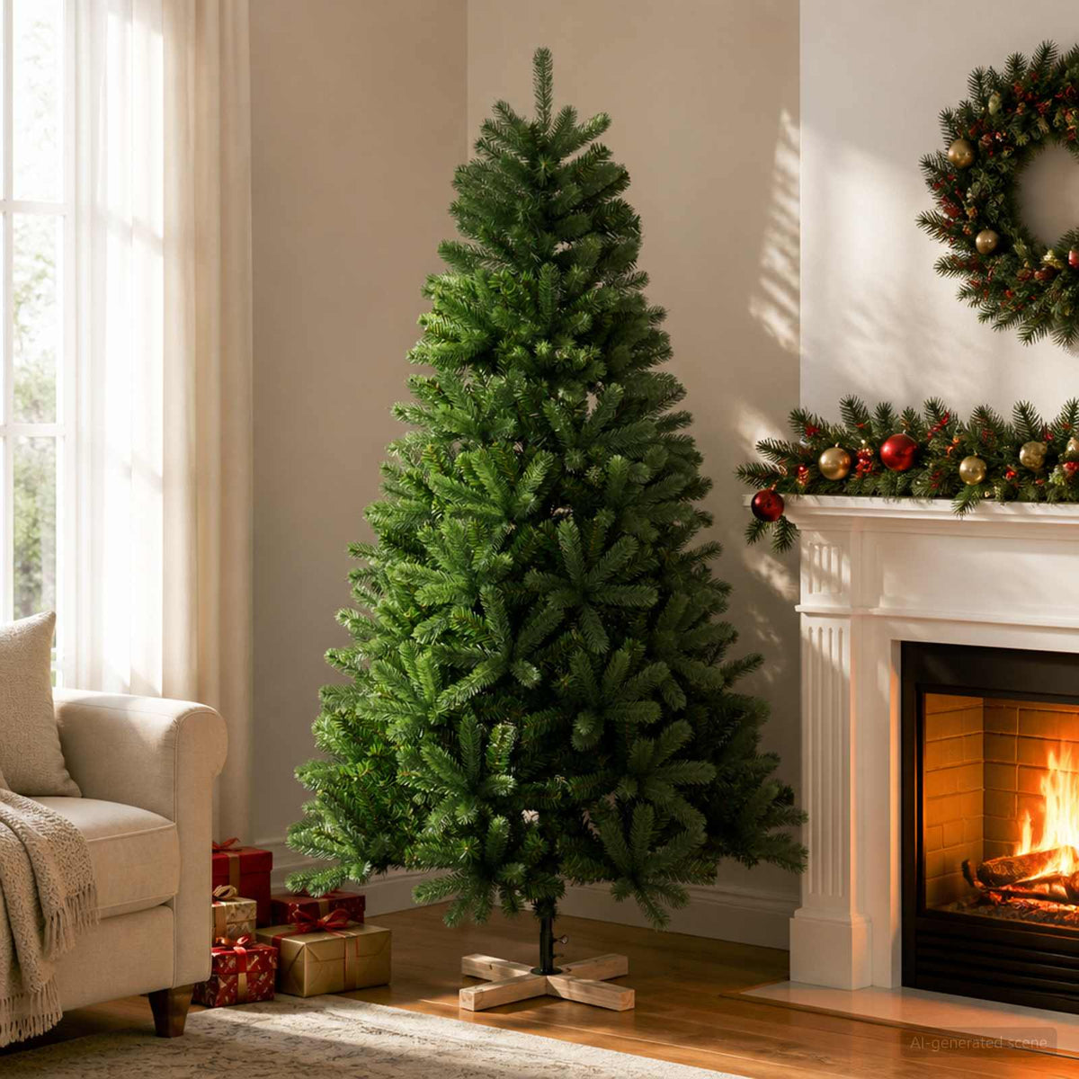 Kunstkerstboom 240 cm PVC en massief grenenhout Groen is nu te koop bij PeponiXL, paradijselijk wonen!