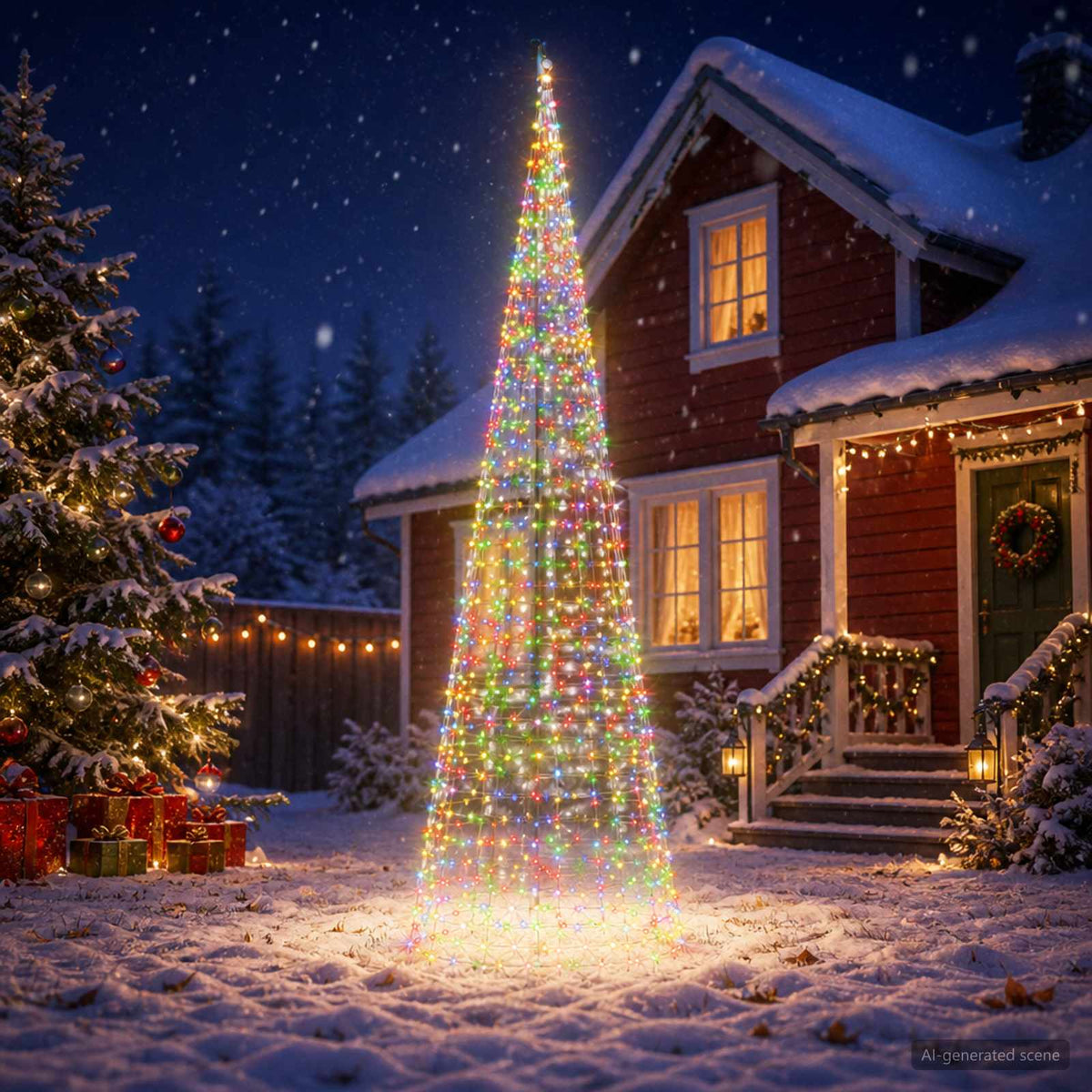 Kerstboomverlichting met grondpen en vlaggenmast 500 cm is nu te koop bij PeponiXL, paradijselijk wonen!