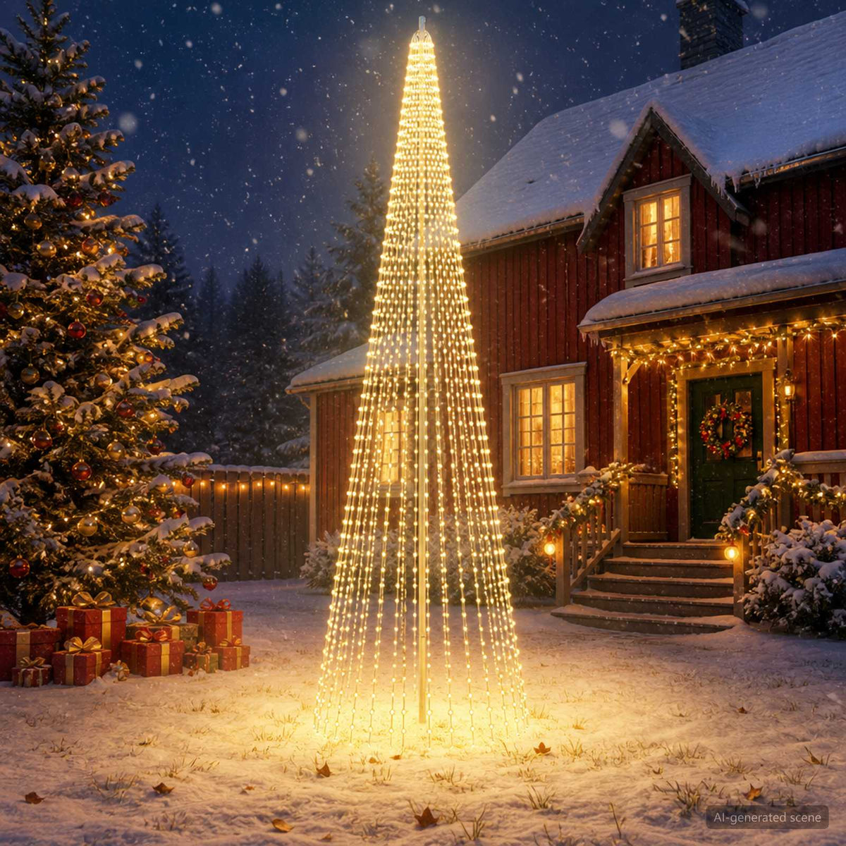 Kerstboomverlichting met grondpen en vlaggenmast 500 cm is nu te koop bij PeponiXL, paradijselijk wonen!