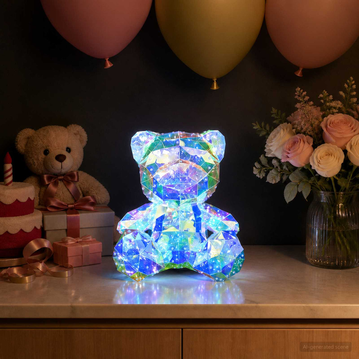 Prismatische iriserende led-beer Meerkleurig 32 x 28 x 38 cm is nu te koop bij PeponiXL, paradijselijk wonen!