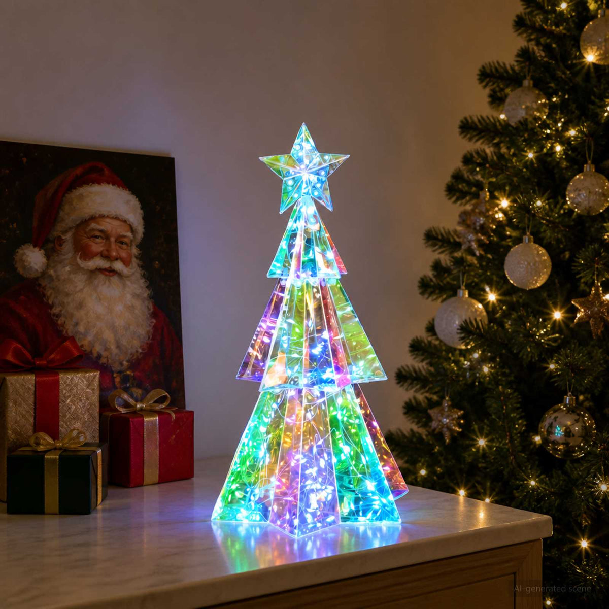Prismatische iriserende led-kerstboom Meerkleurig Ø 20 x 38 cm is nu te koop bij PeponiXL, paradijselijk wonen!