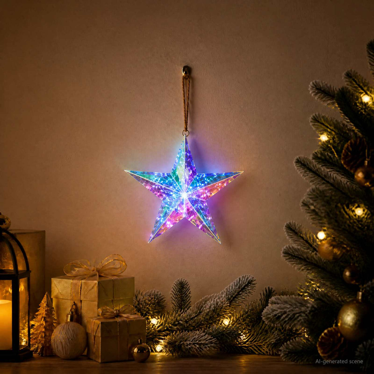 vidaXL Prismatische iriserende led-ster Meerkleurig Dia. 32 x 30 cm