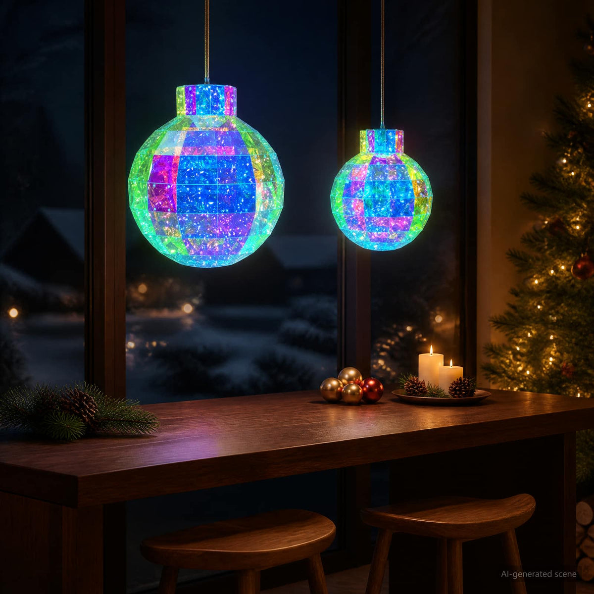 Prismatische iriserende LED-kerstbal 2 st Meerkleurig is nu te koop bij PeponiXL, paradijselijk wonen!