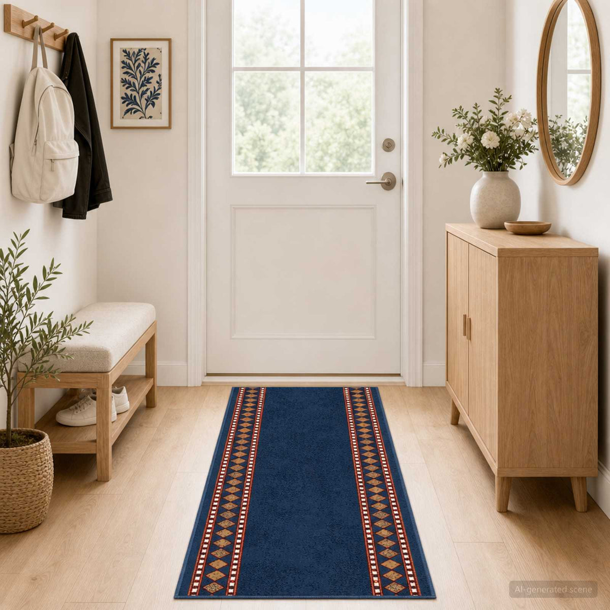 Tapijtloper FLORNES Geweven Blauw 100 x 450 cm PP 7 mm is nu te koop bij PeponiXL, paradijselijk wonen!