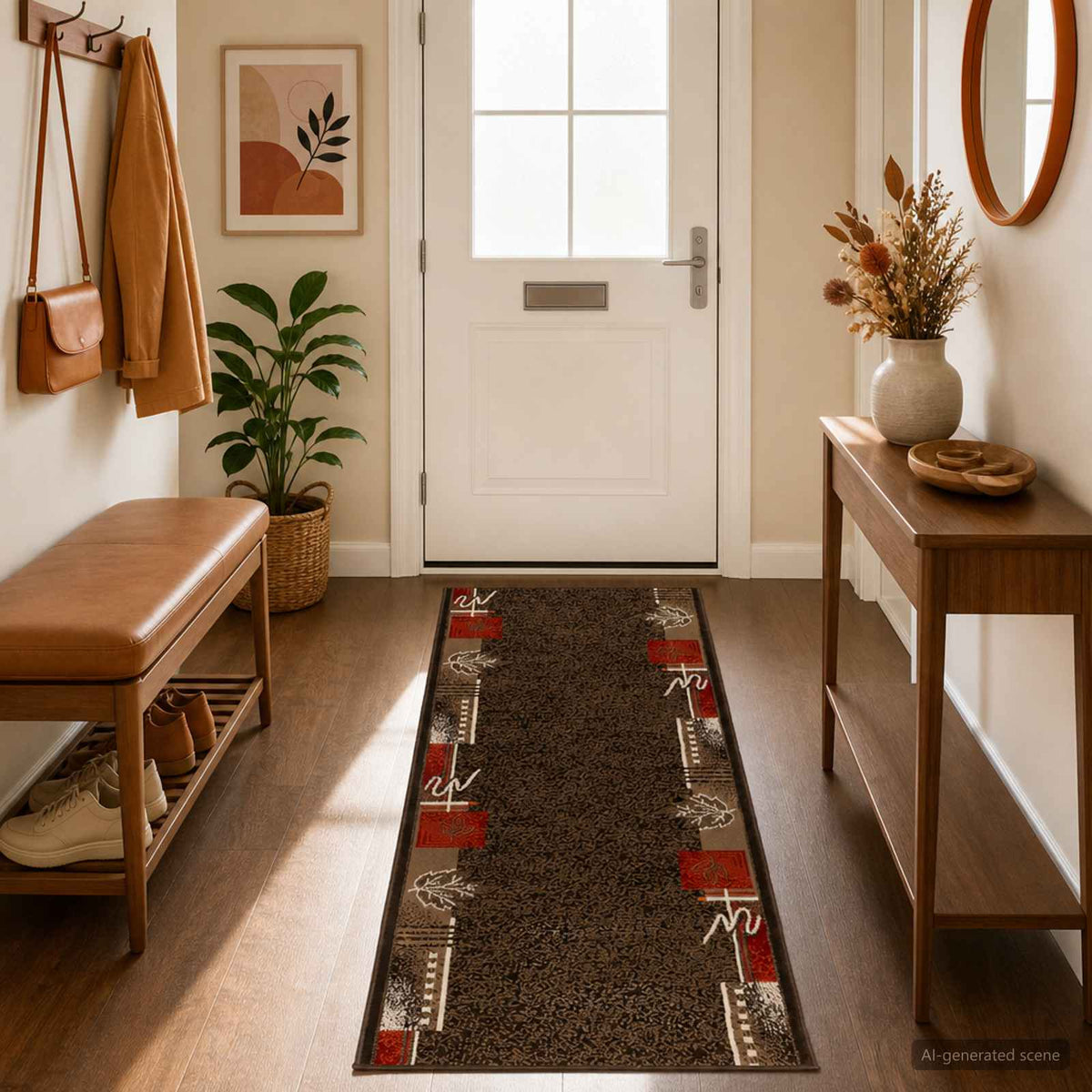 Tapijtloper FLORNES Geweven Bruin 67 x 150 cm PP 7 mm is nu te koop bij PeponiXL, paradijselijk wonen!