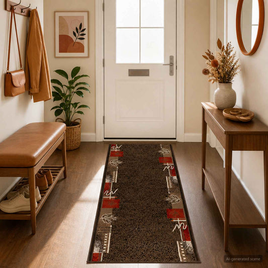 Tapijtloper FLORNES Geweven Bruin 80 x 350 cm PP 7 mm is nu te koop bij PeponiXL, paradijselijk wonen!