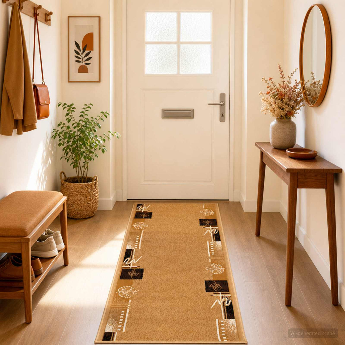 Tapijtloper FLORNES Geweven Ochre 100 x 350 cm PP 7 mm is nu te koop bij PeponiXL, paradijselijk wonen!
