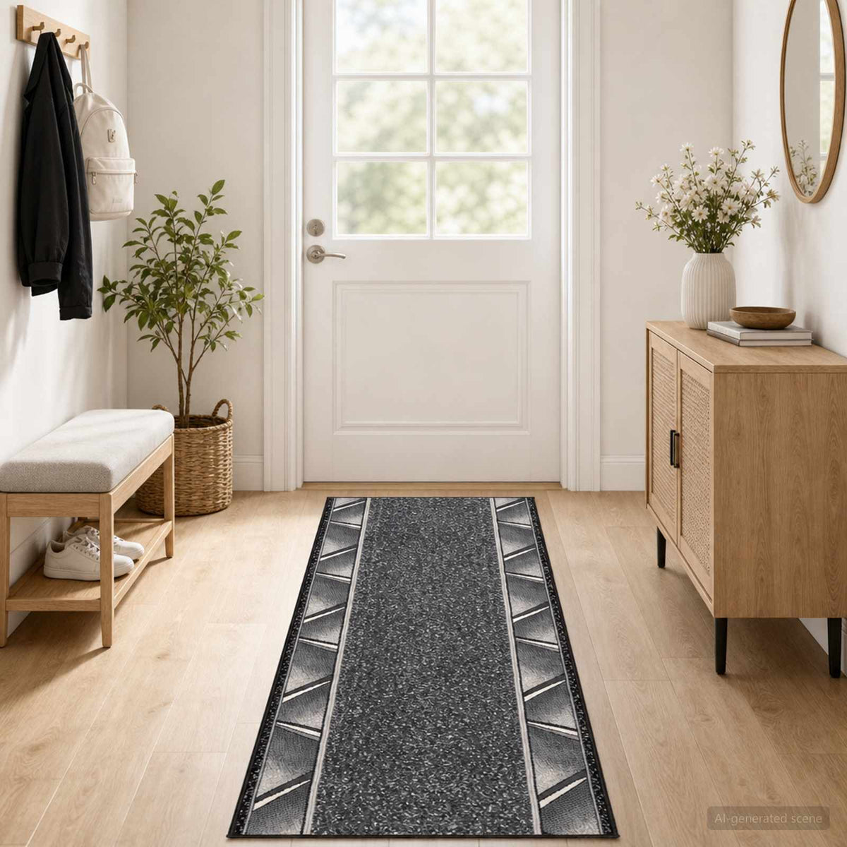 Tapijtloper FLORNES Geweven Grijs 67 x 350 cm PP 7 mm is nu te koop bij PeponiXL, paradijselijk wonen!