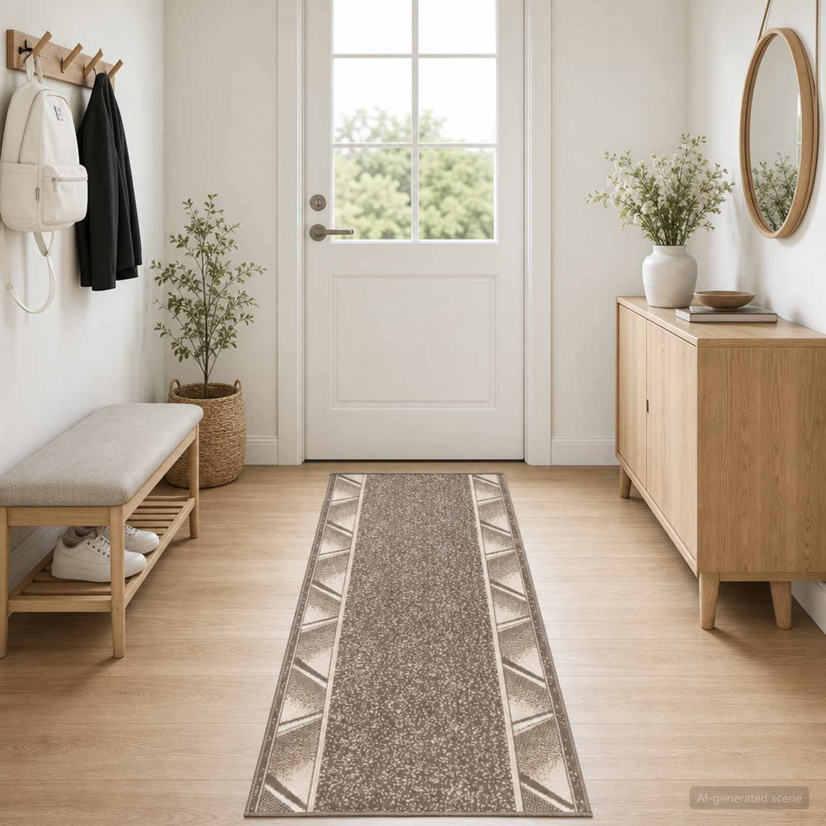 Tapijtloper FLORNES Geweven Taupe 100 x 150 cm PP 7 mm is nu te koop bij PeponiXL, paradijselijk wonen!