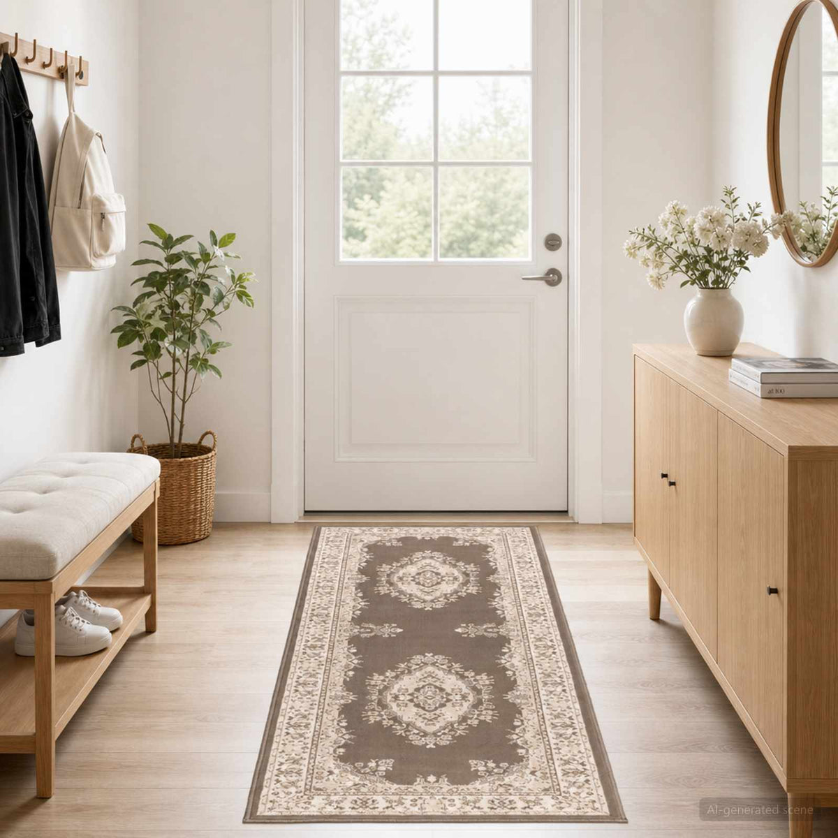 Tapijtloper FLORNES Geweven Taupe 67 x 350 cm PP 7 mm is nu te koop bij PeponiXL, paradijselijk wonen!