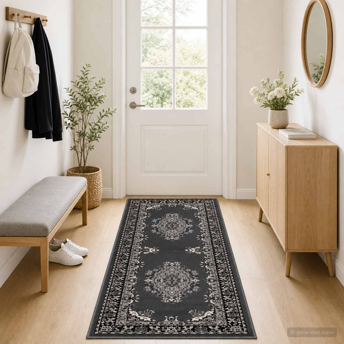 Tapijtloper FLORNES Geweven Grijs 67 x 150 cm PP 7 mm is nu te koop bij PeponiXL, paradijselijk wonen!