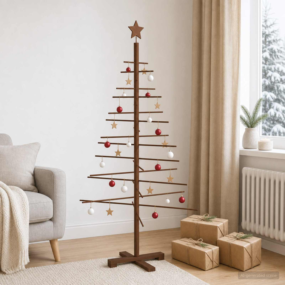 Houten kerstboom 150 cm Bamboe en massief grenenhout is nu te koop bij PeponiXL, paradijselijk wonen!