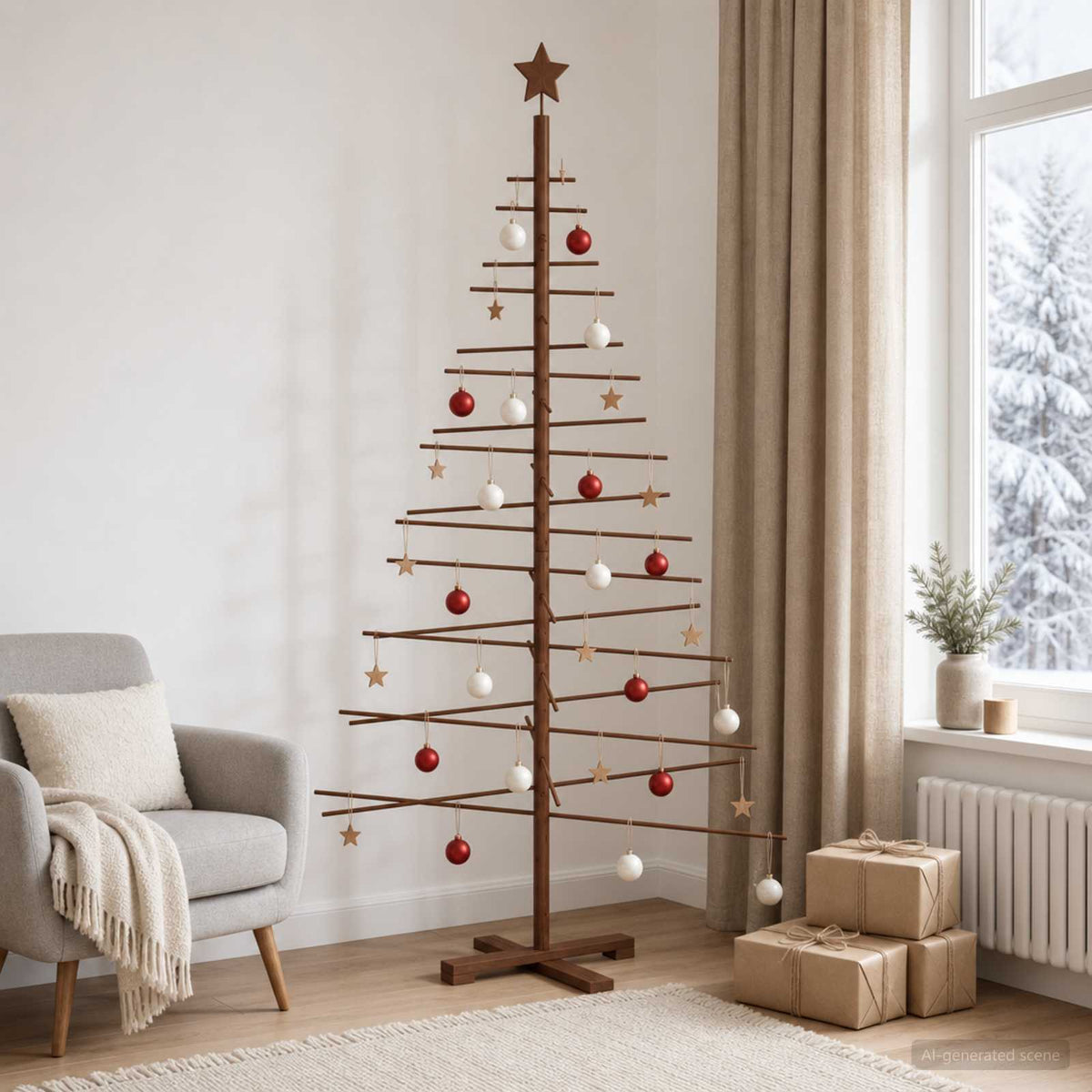 Houten kerstboom 180 cm Bamboe en massief grenenhout is nu te koop bij PeponiXL, paradijselijk wonen!