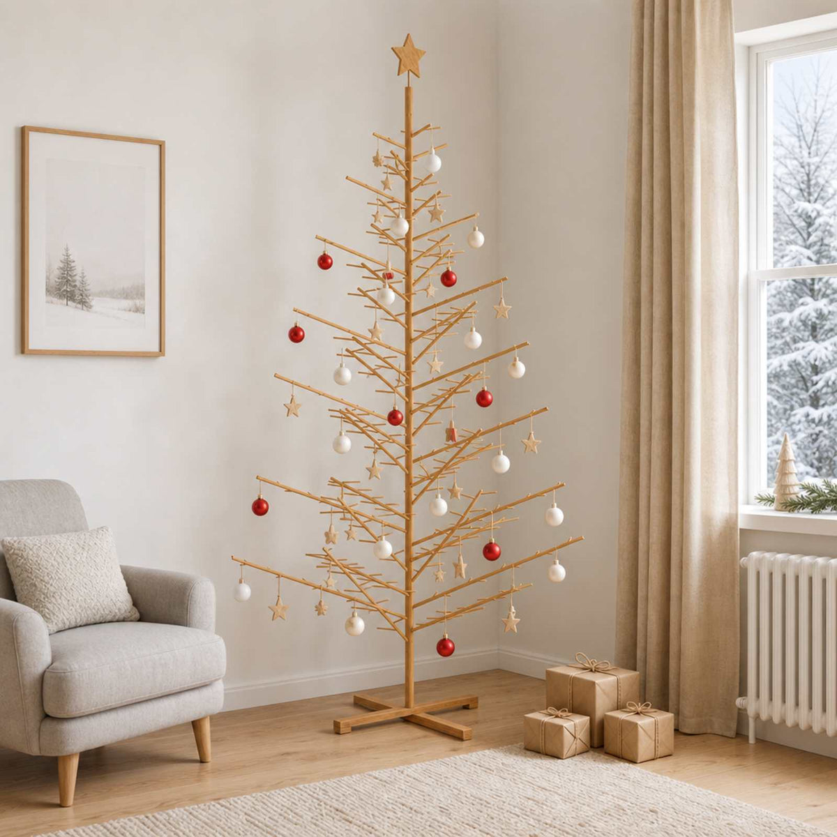 Houten kerstboom 240 cm Bamboe en massief grenenhout Bruin is nu te koop bij PeponiXL, paradijselijk wonen!
