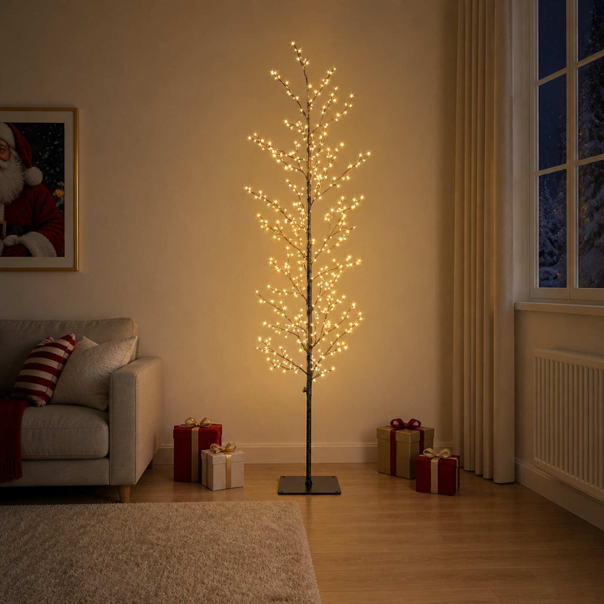 Micro berken kerstboom Zwart 20 x 20 x 180 cm Staal 459 LED's is nu te koop bij PeponiXL, paradijselijk wonen!