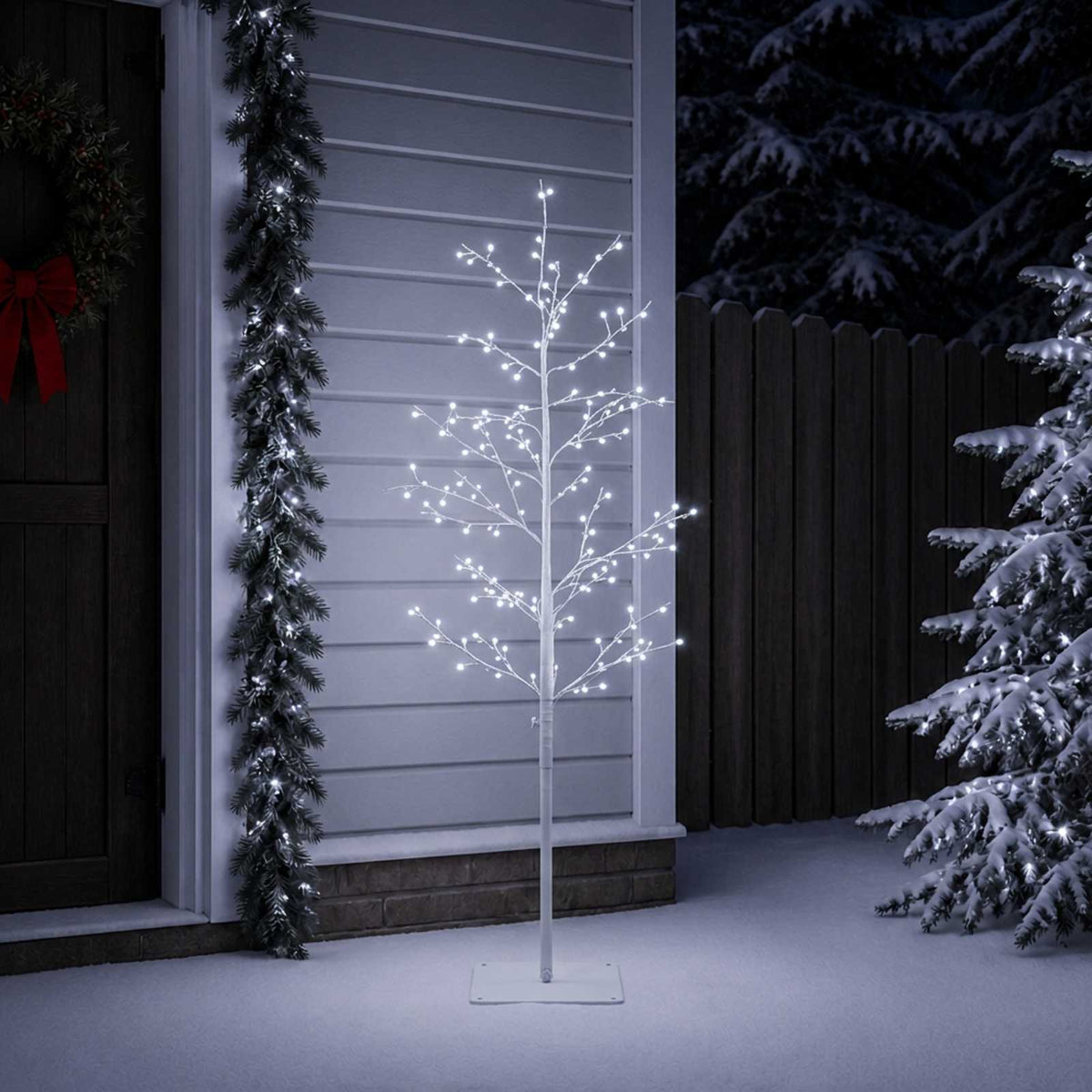 Micro berken kerstboom Wit 150 cm Staal 360 LED's is nu te koop bij PeponiXL, paradijselijk wonen!