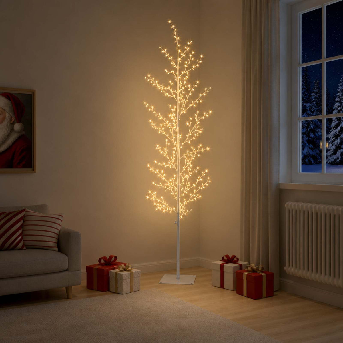 Micro berken kerstboom Wit 20 x 20 x 180 cm Staal 459 LED's is nu te koop bij PeponiXL, paradijselijk wonen!
