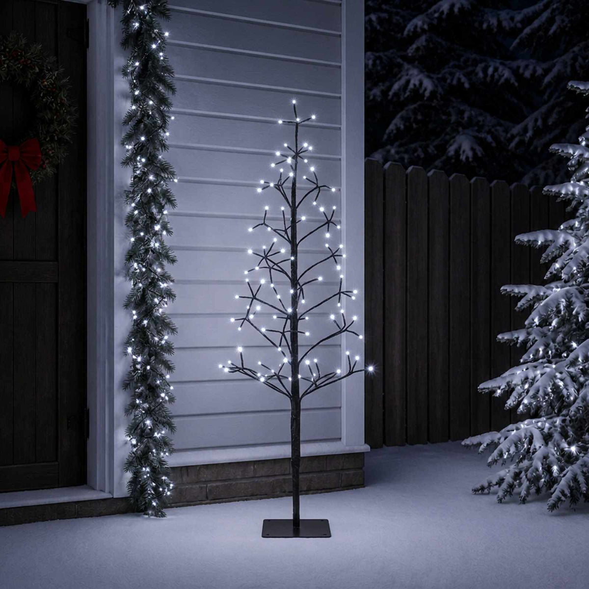 LED-kerstboom met lichtsnoer Zwart 18 x 18 x 120 cm Staal is nu te koop bij PeponiXL, paradijselijk wonen!
